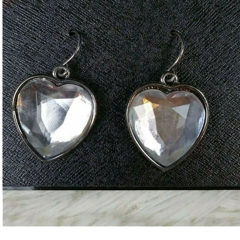 Gnw Drop Dangle Earrings Clear Heart Faceted